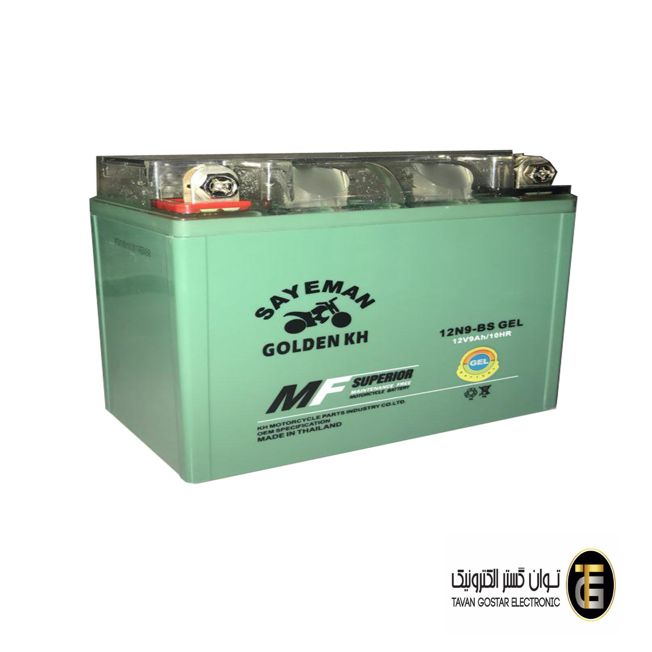 12-9A-KH.jpg باتری 12 ولت 9 آمپر کوتاه GOLDEN KH مخصوص موتور سیکلت